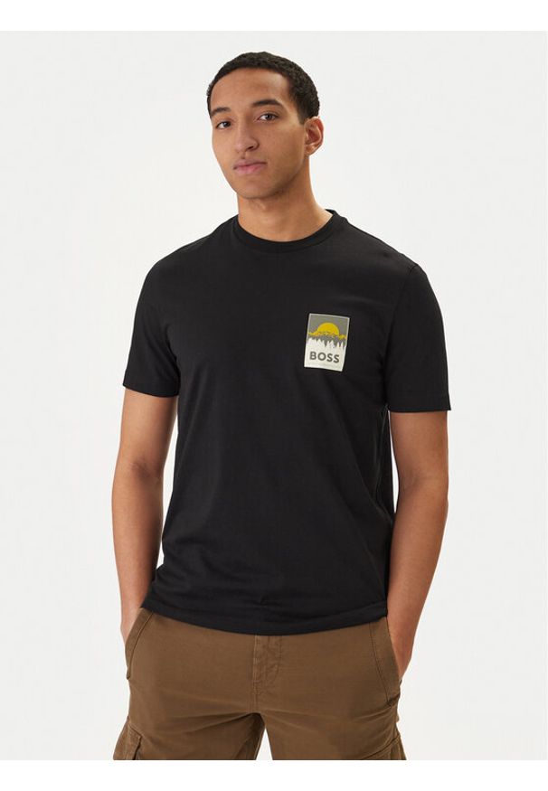 BOSS T-Shirt Plain 50556023 Czarny Regular Fit. Kolor: czarny. Materiał: bawełna