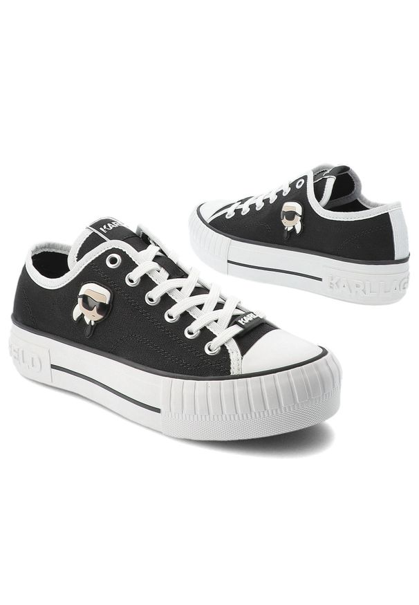 Czarne Trampki Karl Lagerfeld Buty Sportowe Premium. Okazja: na co dzień. Zapięcie: sznurówki. Kolor: czarny. Materiał: guma. Styl: sportowy