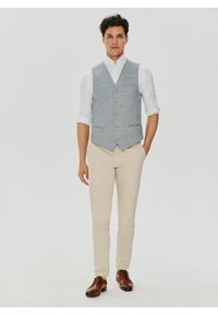 Pako Lorente - PAKO LORENTE – Męska szara kamizelka w kratę. Okazja: na wesele, na ślub cywilny. Kolor: szary. Materiał: poliester, wiskoza, elastan #6