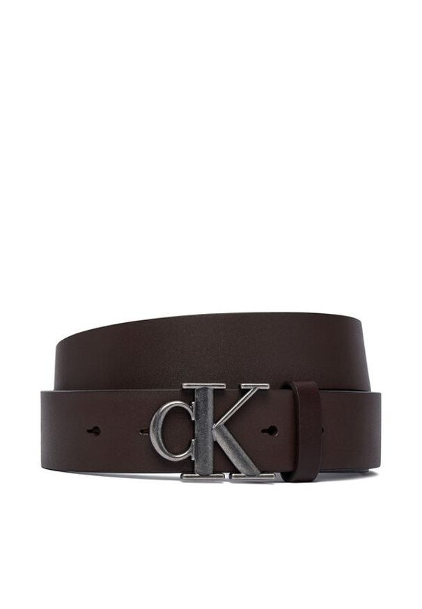 Calvin Klein Pasek Ck Buckle Smooth 35Mm LV04D7091G Brązowy ciemny. Kolor: brązowy. Materiał: skóra