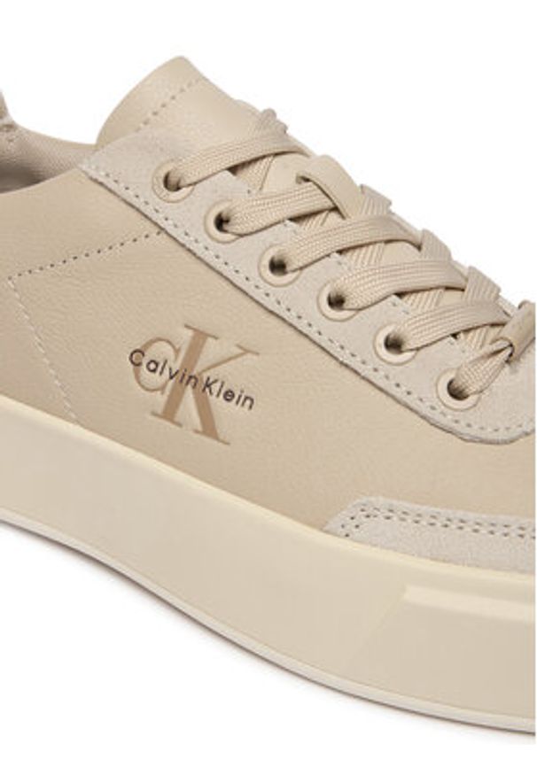 Calvin Klein Sneakersy Basket Cups Lup Wt Lth Su HW0HW02984 Beżowy. Kolor: beżowy. Materiał: skóra