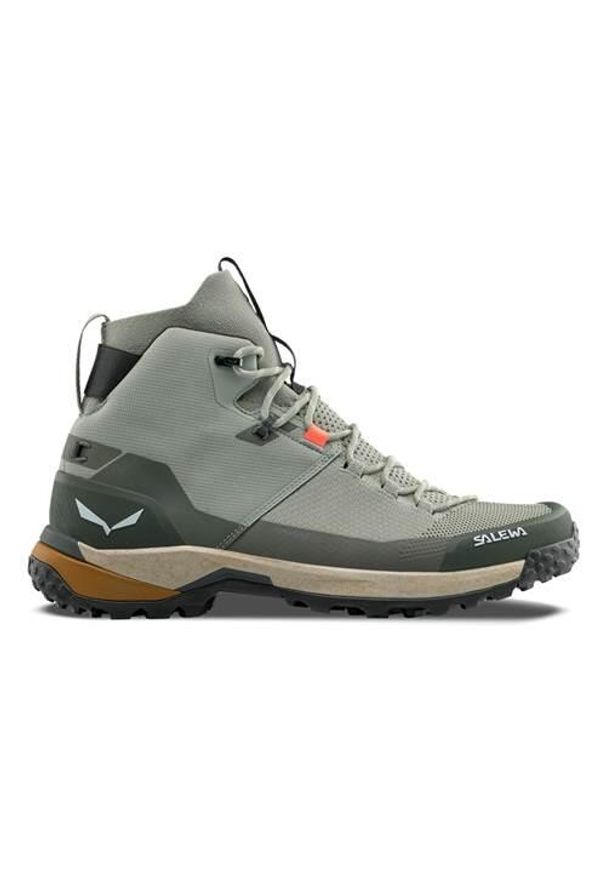 Buty trekkingowe męskie Salewa Puez Knit Mid Powertex. Wysokość cholewki: za kostkę. Kolor: szary. Materiał: materiał, syntetyk. Szerokość cholewki: normalna