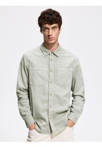 Reserved - Jeansowa koszula regular fit - zielony. Kolor: zielony. Materiał: jeans #1