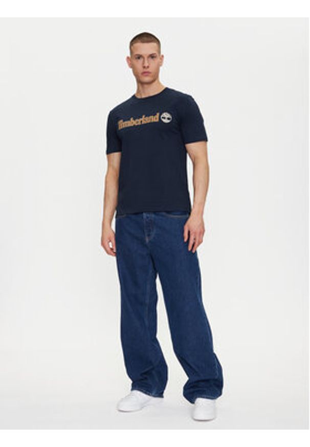 Timberland T-Shirt TB0A5UPQ Granatowy Regular Fit. Kolor: niebieski. Materiał: bawełna