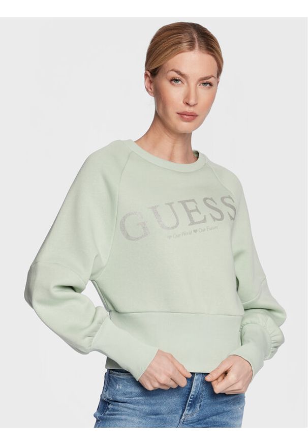 Guess Bluza Agacia W3RQ11 KB683 Zielony Regular Fit. Kolor: zielony. Materiał: syntetyk, bawełna