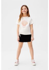 Mango Kids - T-shirt dziecięcy Shell 110-164 cm. Okazja: na co dzień. Kolor: biały. Materiał: bawełna, dzianina. Wzór: nadruk. Styl: casual #6