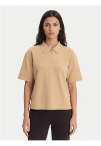 Calvin Klein Polo LV044E241G Beżowy Relaxed Fit. Typ kołnierza: polo. Kolor: beżowy. Materiał: syntetyk #1