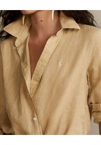 Ralph Lauren - RALPH LAUREN - Lniana koszula Relaxed fit. Typ kołnierza: polo. Kolor: beżowy. Materiał: len. Długość rękawa: długi rękaw. Długość: długie #4