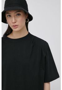 Vila t-shirt bawełniany kolor czarny. Kolor: czarny. Materiał: bawełna. Długość rękawa: raglanowy rękaw. Wzór: gładki #5