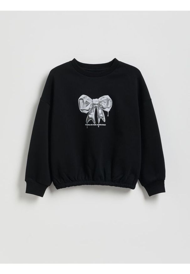 Reserved - Bluza z nadrukiem - czarny. Kolor: czarny. Materiał: bawełna. Wzór: nadruk