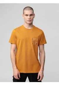 4f - T-shirt męski. Kolor: żółty. Materiał: bawełna, dzianina. Wzór: nadruk #1
