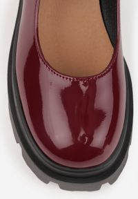 Born2be - Bordowe Lakierowane Półbuty Mary Jane na Obcasie i Platformie Daloma. Zapięcie: pasek. Kolor: czerwony. Materiał: lakier. Sezon: wiosna, lato, jesień. Obcas: na obcasie. Wysokość obcasa: średni #8