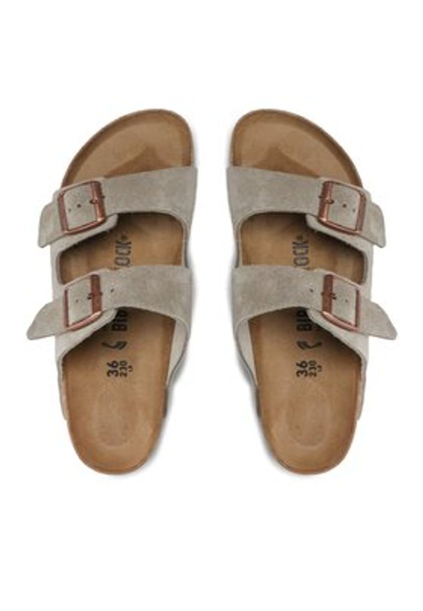Birkenstock Klapki Arizona Bs 51463 Szary. Kolor: szary. Materiał: skóra, zamsz