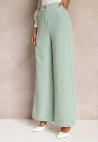 Renee - Jasnozielone Spodnie Szerokie Laodaleia. Stan: podwyższony. Kolor: zielony. Materiał: tkanina. Długość: długie. Wzór: gładki. Styl: elegancki #4