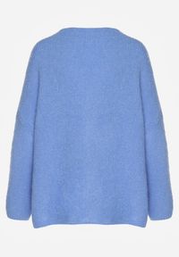 Renee - Niebieski Kardigan z Wełną i Moherem o Klasycznym Kroju z Dekoltem w Serek Avelmio. Okazja: na co dzień, na randkę, na spacer. Typ kołnierza: dekolt w serek. Kolor: niebieski. Materiał: wełna, moher. Długość rękawa: długi rękaw. Długość: długie. Styl: klasyczny #8