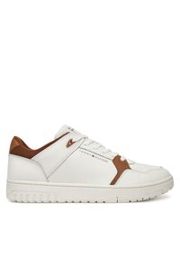 TOMMY HILFIGER - Tommy Hilfiger Sneakersy Basket Core Lite Lth Mix FM0FM05518 Écru. Materiał: skóra