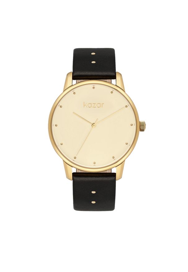 Kazar - Zegarek damski na skórzanym pasku. Kolor: czarny. Materiał: skóra. Styl: elegancki, casual