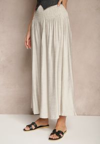 Renee - Jasnoszare Spodnie o Szerokim Kroju Kuloty High Waist o Długości 7/8 Ulanova. Okazja: na co dzień. Stan: podwyższony. Kolor: szary. Długość: długie. Styl: elegancki, casual