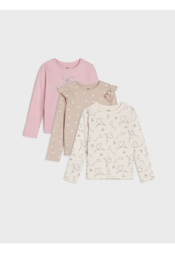 Sinsay - Koszulka z długimi rękawami 3 pack - wielobarwny. Długość rękawa: długi rękaw. Długość: długie