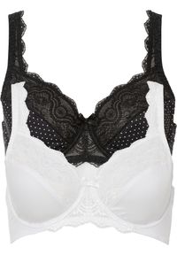 bonprix - Biustonosz na fiszbinach z delikatną koronką (2 szt.). Kolor: czarny. Materiał: koronka. Wzór: aplikacja, koronka #1
