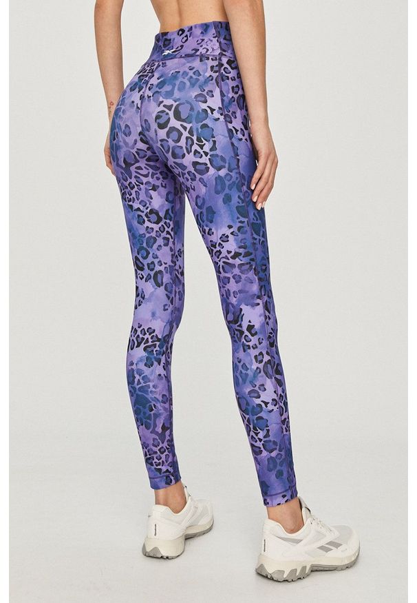 Reebok - Legginsy. Stan: podwyższony. Kolor: fioletowy. Materiał: dzianina, poliester