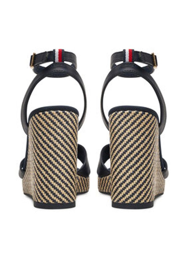 TOMMY HILFIGER - Tommy Hilfiger Sandały Im Raffia Sandal FW0FW08224 Granatowy. Kolor: niebieski. Materiał: skóra