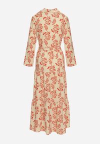 Born2be - Jasnobeżowa Koszulowa Sukienka z Podwijanymi Rękawami Zapinana na Guziki z Paskiem w Pasie Illnara. Okazja: na co dzień. Kolor: beżowy. Długość rękawa: długi rękaw. Typ sukienki: koszulowe. Styl: klasyczny, casual, elegancki #4