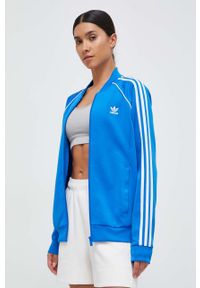 adidas Originals bluza damska kolor niebieski z aplikacją. Kolor: niebieski. Długość rękawa: raglanowy rękaw. Wzór: aplikacja #1