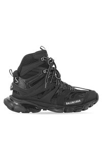 Balenciaga - BALENCIAGA - Czarne wysokie sneakersy z logo. Wysokość cholewki: przed kolano. Kolor: czarny. Szerokość cholewki: normalna