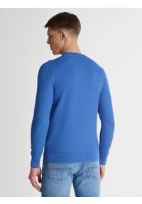 Big-Star - Sweter męski o teksturalnym splocie bawełniany niebieski Reylon 401. Kolor: niebieski. Materiał: bawełna. Wzór: ze splotem. Sezon: lato. Styl: wakacyjny, elegancki #4