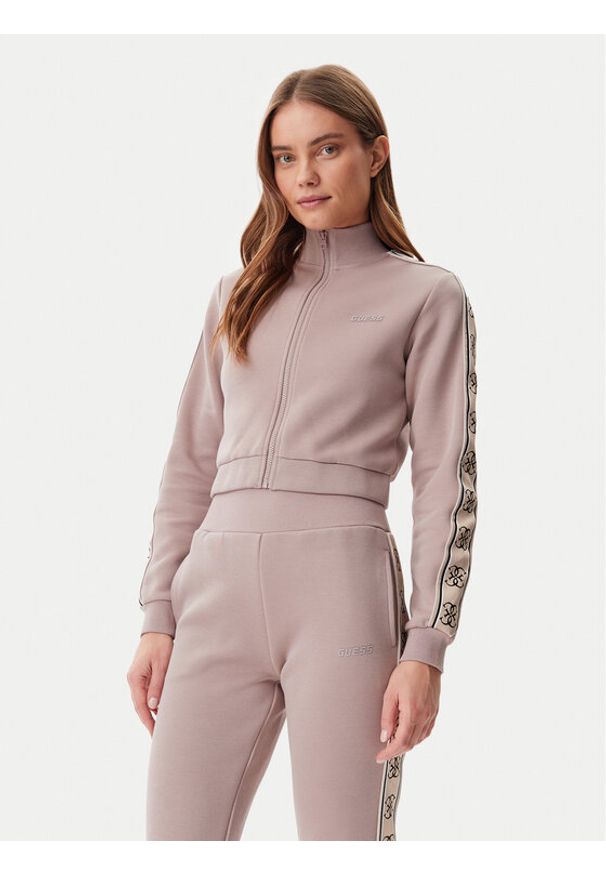 Guess Bluza V3RQ12 KB3P2 Brązowy Regular Fit. Kolor: brązowy. Materiał: syntetyk, bawełna