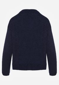 Renee - Granatowy Kardigan o Casualowym Kroju z Wełną i Moherem Lilothel. Okazja: na co dzień. Kolor: niebieski. Materiał: wełna, moher. Długość rękawa: długi rękaw. Długość: długie. Wzór: gładki. Styl: casual, klasyczny, elegancki #8