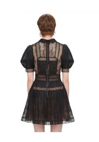 SELF PORTRAIT - Koronkowa sukienka mini. Kolor: czarny. Materiał: koronka. Wzór: aplikacja, koronka. Styl: klasyczny, elegancki. Długość: mini #3