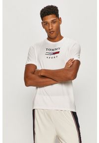Tommy Sport - T-shirt. Okazja: na co dzień. Kolor: biały. Wzór: nadruk. Styl: sportowy