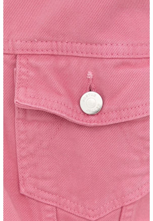 GESTUZ - Gestuz kurtka jeansowa damska kolor beżowy przejściowa oversize. Kolor: różowy. Materiał: jeans