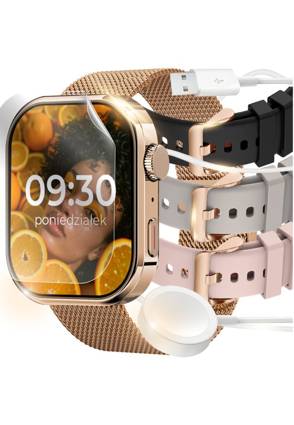 JG Smart - SMARTWATCH ZEGAREK DAMSKI ROZMOWY SPORT ZDROWIE ZLOTY CUKIER POWIADOMIENIA. Rodzaj zegarka: smartwatch. Styl: sportowy