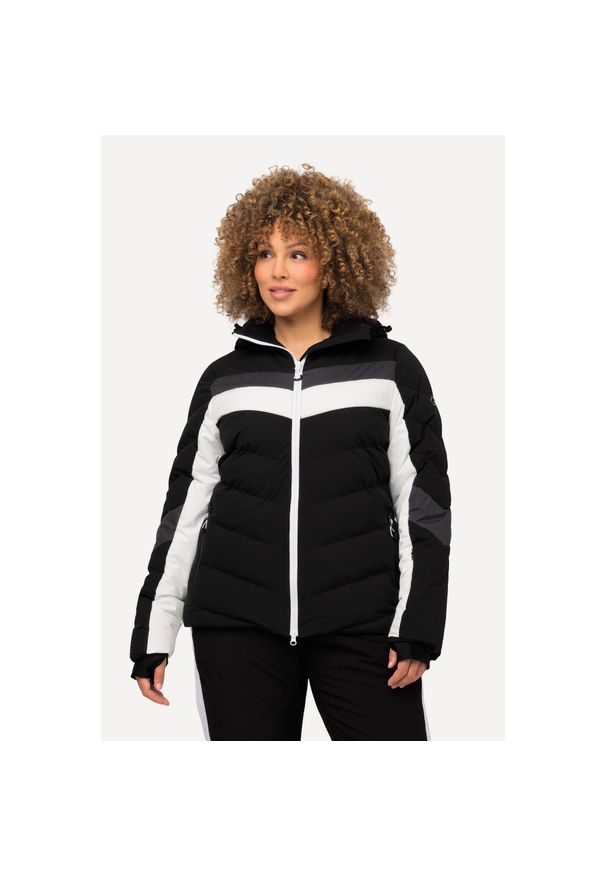 ULLA POPKEN - Damskie Kurtka narciarska nieprzemakalna fartuch śnieżny dwukierunkowy suwak. Kolekcja: plus size. Kolor: czarny. Materiał: poliester, materiał. Sezon: zima. Sport: narciarstwo