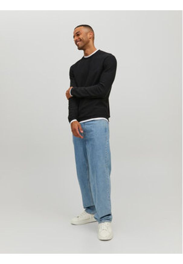 Jack & Jones - Jack&Jones Sweter 12227443 Czarny Regular Fit. Kolor: czarny. Materiał: bawełna