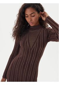 Fracomina Sukienka dzianinowa FJ25WD5006K463Q7 Brązowy Slim Fit. Kolor: brązowy. Materiał: syntetyk, wiskoza #3