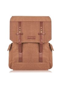 Plecak męski A4 ze skóry wegańskiej PAOLO PERUZZI E-03-BR brązowy. Kolor: brązowy. Materiał: materiał. Wzór: paski #1