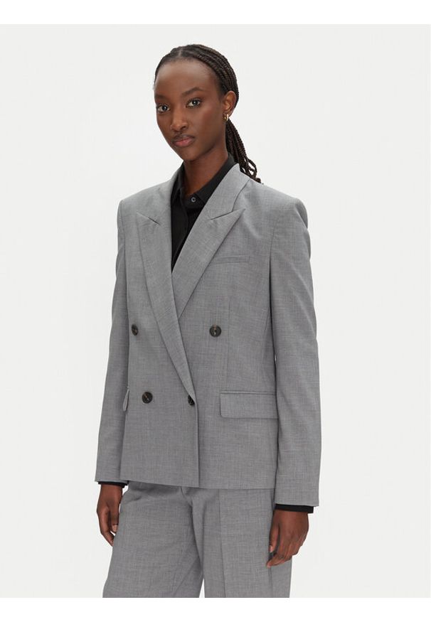 BOSS Marynarka Jaleto9 50543302 Szary Slim Fit. Kolor: szary. Materiał: wełna