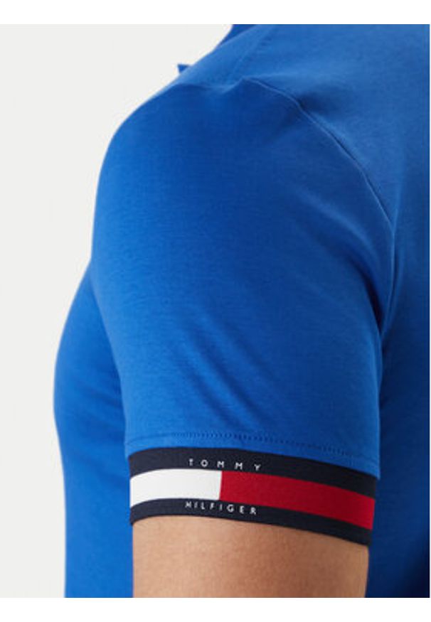 TOMMY HILFIGER - Tommy Hilfiger Polo MW0MW42743 Niebieski Slim Fit. Typ kołnierza: polo. Kolor: niebieski. Materiał: bawełna
