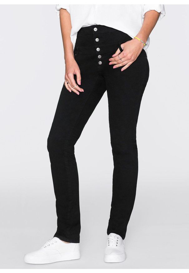 bonprix - Spodnie twillowe ze stretchem. Kolor: czarny