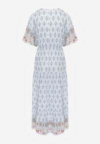 Born2be - Jasnoniebieska Sukienka Maxi z Gumką i Sznurkiem z Chwostami w Pasie Maryse. Kolor: niebieski. Sezon: wiosna, lato. Długość: maxi #4