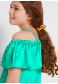 Bluzka dziewczęca off-shoulder bonprix zielony karaibski. Kolor: zielony #4