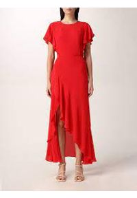 TwinSet - Czerwona sukienka z rozporkiem Twinset. Kolor: czerwony. Materiał: wiskoza. Długość rękawa: krótki rękaw #1