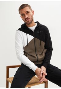 bonprix - Bluza rozpinana z kapturem z bawełny organicznej. Typ kołnierza: kaptur. Kolor: czarny. Materiał: bawełna #1