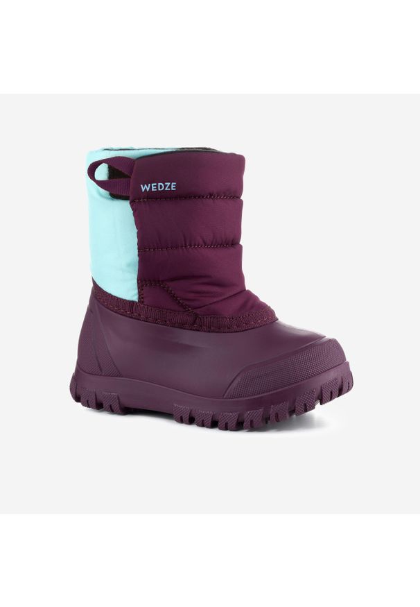 WEDZE - Buty zimowe śniegowce dla dzieci Wedze Warm. Zapięcie: rzepy. Kolor: fioletowy, niebieski, wielokolorowy. Szerokość cholewki: normalna. Wzór: paski. Sezon: zima. Sport: turystyka piesza