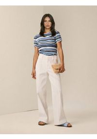 Sinsay - Jeansy wide leg comfort z przeszyciami - biały. Kolor: biały #1