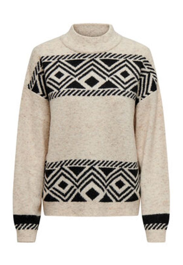 only - ONLY Golf Victoria 15321179 Beżowy Regular Fit. Typ kołnierza: golf. Kolor: beżowy. Materiał: syntetyk